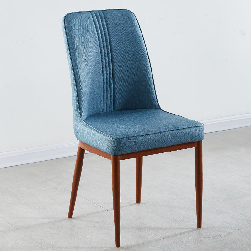 Contemporary Style Metal Dining Chairs Dining Arm Side Chair for Kitchen Dark Blue 1 Piece Walnut Clearhalo ' kitchen&dining_furn' 'Dining Chairs' 'Dining Tables & Seating' 'dining_chair' 'furn' 'furn_dining_chair' 'Furniture' 'furniture_dining_chair' 'Kitchen & Dining Furniture' 'kitchen' 4055149