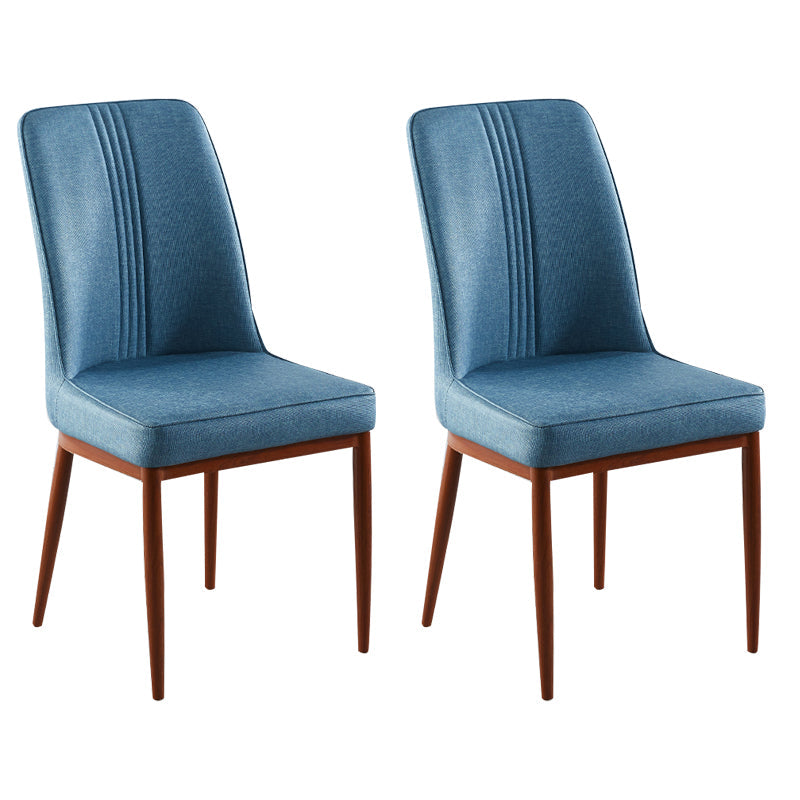 Contemporary Style Metal Dining Chairs Dining Arm Side Chair for Kitchen Dark Blue 2 Piece Set Walnut Clearhalo ' kitchen&dining_furn' 'Dining Chairs' 'Dining Tables & Seating' 'dining_chair' 'furn' 'furn_dining_chair' 'Furniture' 'furniture_dining_chair' 'Kitchen & Dining Furniture' 'kitchen' 4055150