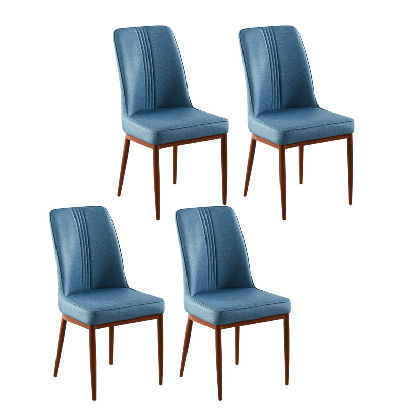 Contemporary Style Metal Dining Chairs Dining Arm Side Chair for Kitchen Dark Blue 4 Piece Set Walnut Clearhalo ' kitchen&dining_furn' 'Dining Chairs' 'Dining Tables & Seating' 'dining_chair' 'furn' 'furn_dining_chair' 'Furniture' 'furniture_dining_chair' 'Kitchen & Dining Furniture' 'kitchen' 4055151