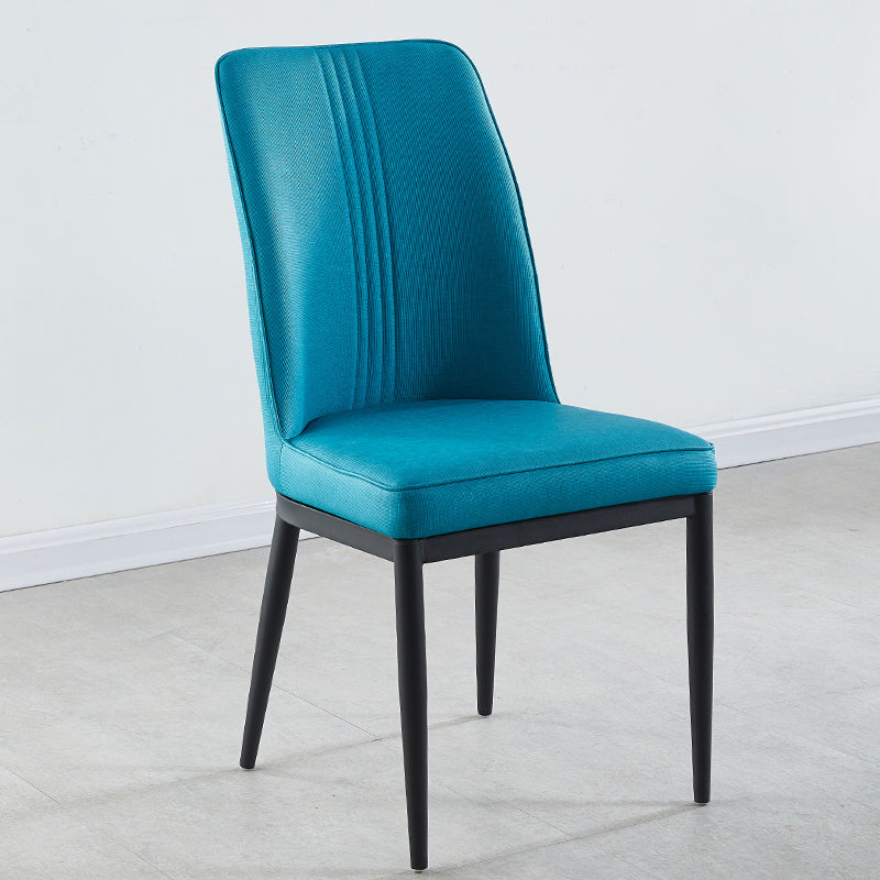 Contemporary Style Metal Dining Chairs Dining Arm Side Chair for Kitchen Light Blue 1 Piece Black Clearhalo ' kitchen&dining_furn' 'Dining Chairs' 'Dining Tables & Seating' 'dining_chair' 'furn' 'furn_dining_chair' 'Furniture' 'furniture_dining_chair' 'Kitchen & Dining Furniture' 'kitchen' 4055152