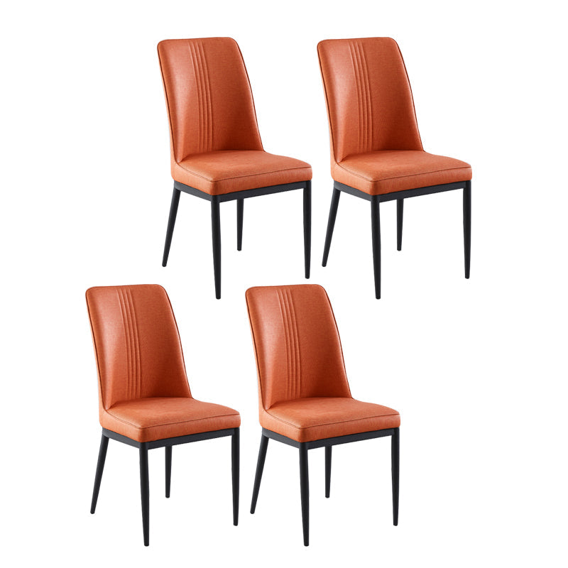 Contemporary Style Metal Dining Chairs Dining Arm Side Chair for Kitchen Orange 4 Piece Set Black Clearhalo ' kitchen&dining_furn' 'Dining Chairs' 'Dining Tables & Seating' 'dining_chair' 'furn' 'furn_dining_chair' 'Furniture' 'furniture_dining_chair' 'Kitchen & Dining Furniture' 'kitchen' 4055157