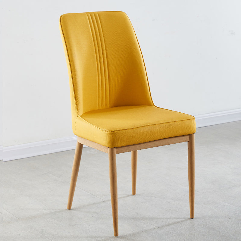 Contemporary Style Metal Dining Chairs Dining Arm Side Chair for Kitchen Yellow 1 Piece Natural Wood Clearhalo ' kitchen&dining_furn' 'Dining Chairs' 'Dining Tables & Seating' 'dining_chair' 'furn' 'furn_dining_chair' 'Furniture' 'furniture_dining_chair' 'Kitchen & Dining Furniture' 'kitchen' 4055158