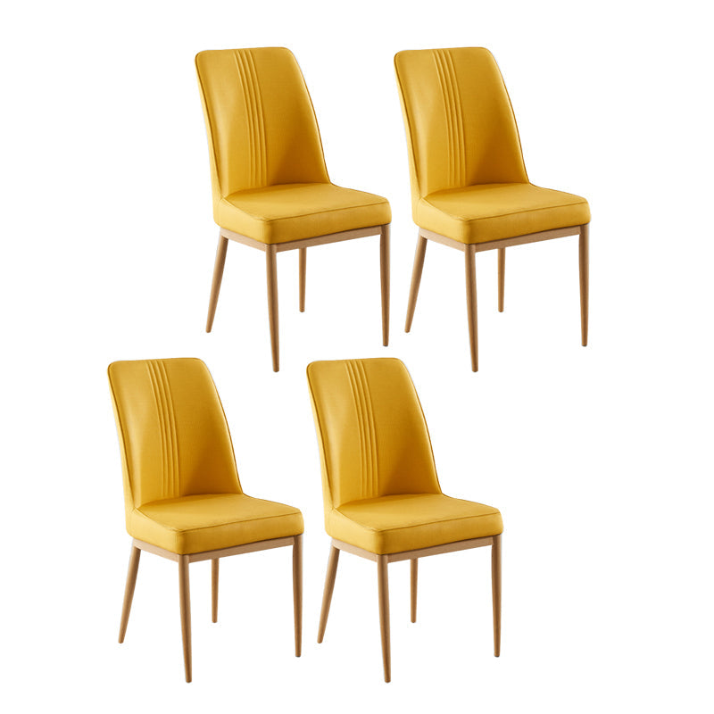 Contemporary Style Metal Dining Chairs Dining Arm Side Chair for Kitchen Yellow 4 Piece Set Natural Wood Clearhalo ' kitchen&dining_furn' 'Dining Chairs' 'Dining Tables & Seating' 'dining_chair' 'furn' 'furn_dining_chair' 'Furniture' 'furniture_dining_chair' 'Kitchen & Dining Furniture' 'kitchen' 4055160
