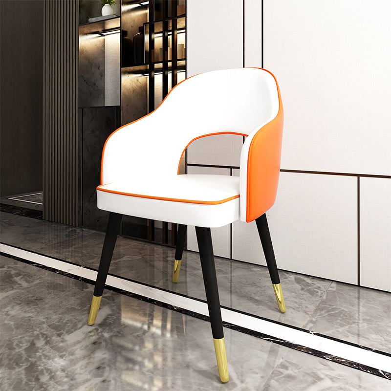 Nordic Style Dining Chairs Dining Arm Side Chairs with Metal Legs for Kitchen Orange White 1 Piece Clearhalo ' kitchen&dining_furn' 'Dining Chairs' 'Dining Tables & Seating' 'dining_chair' 'furn' 'furn_dining_chair' 'Furniture' 'furniture_dining_chair' 'Kitchen & Dining Furniture' 'kitchen' 4055163