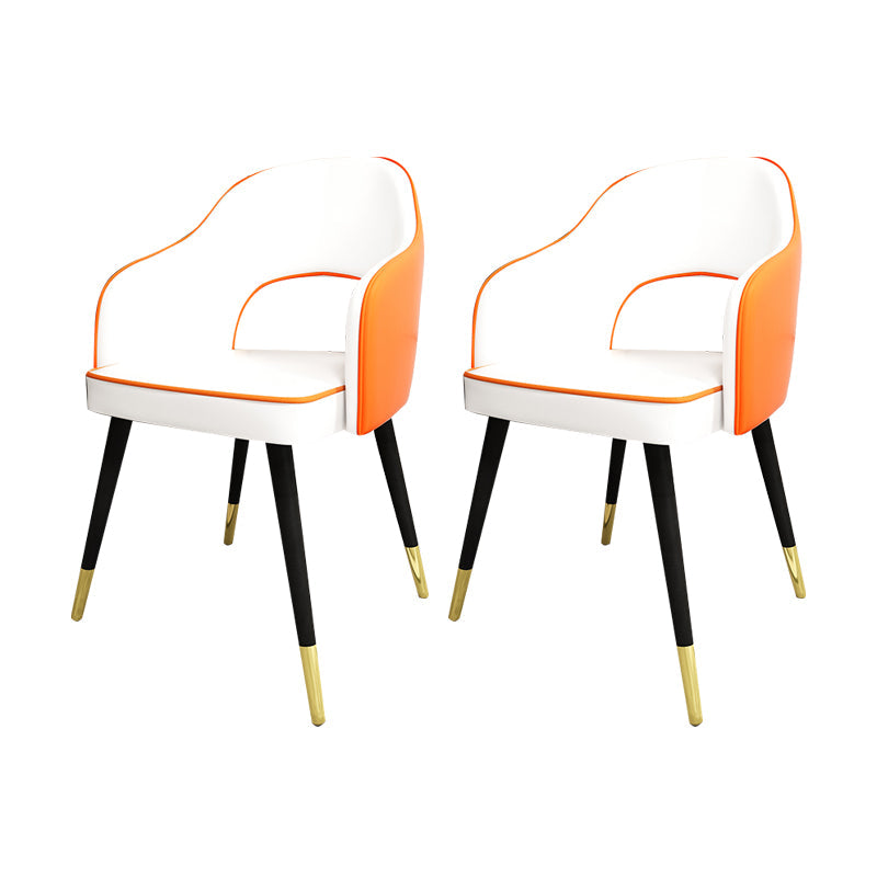 Nordic Style Dining Chairs Dining Arm Side Chairs with Metal Legs for Kitchen Orange White 2 Piece Set Clearhalo ' kitchen&dining_furn' 'Dining Chairs' 'Dining Tables & Seating' 'dining_chair' 'furn' 'furn_dining_chair' 'Furniture' 'furniture_dining_chair' 'Kitchen & Dining Furniture' 'kitchen' 4055164