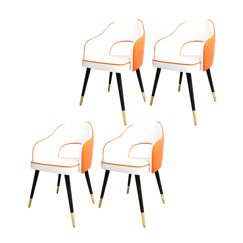Nordic Style Dining Chairs Dining Arm Side Chairs with Metal Legs for Kitchen Orange White 4 Piece Set Clearhalo ' kitchen&dining_furn' 'Dining Chairs' 'Dining Tables & Seating' 'dining_chair' 'furn' 'furn_dining_chair' 'Furniture' 'furniture_dining_chair' 'Kitchen & Dining Furniture' 'kitchen' 4055167
