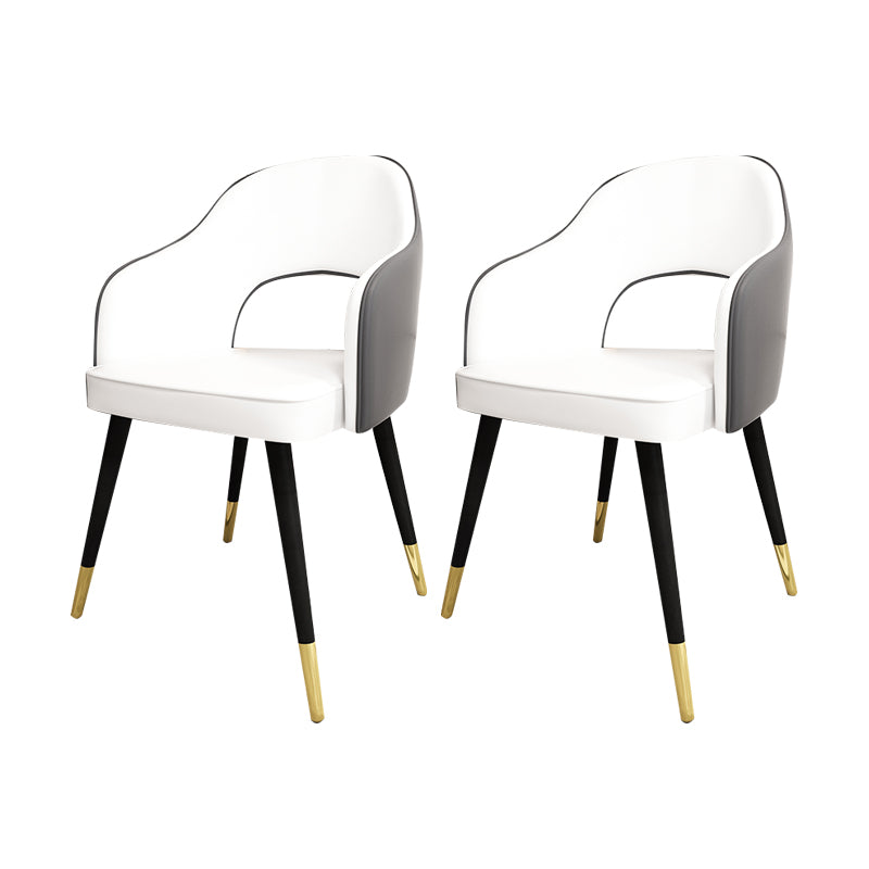 Nordic Style Dining Chairs Dining Arm Side Chairs with Metal Legs for Kitchen Gray-White 2 Piece Set Clearhalo ' kitchen&dining_furn' 'Dining Chairs' 'Dining Tables & Seating' 'dining_chair' 'furn' 'furn_dining_chair' 'Furniture' 'furniture_dining_chair' 'Kitchen & Dining Furniture' 'kitchen' 4055171