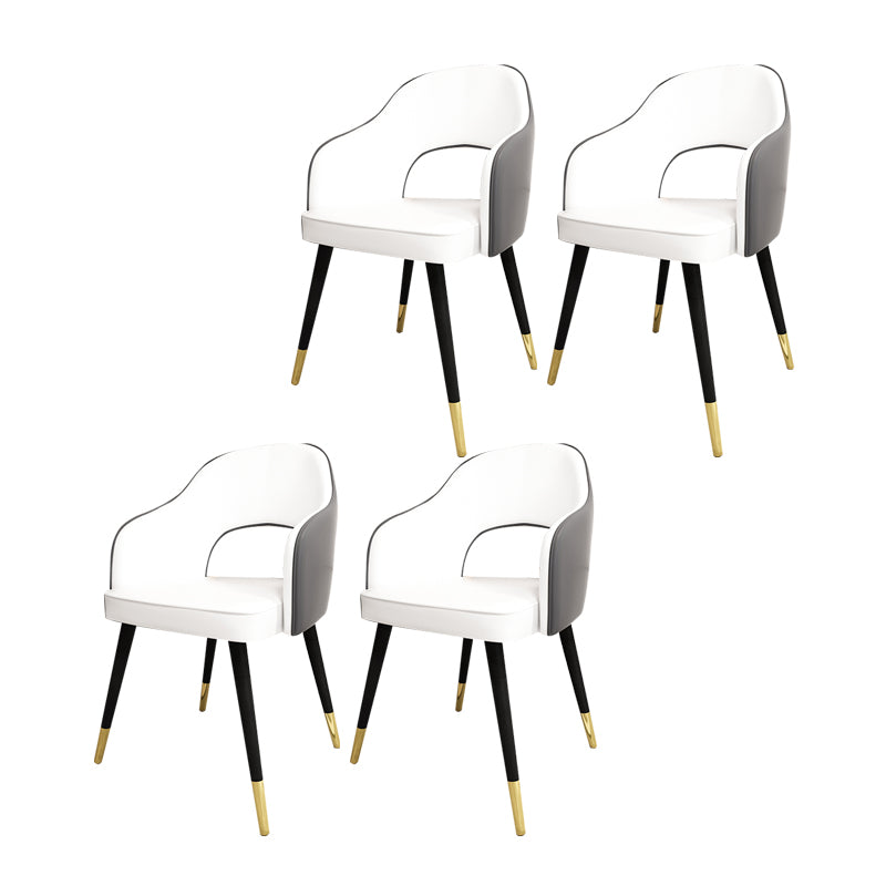 Nordic Style Dining Chairs Dining Arm Side Chairs with Metal Legs for Kitchen Gray-White 4 Piece Set Clearhalo ' kitchen&dining_furn' 'Dining Chairs' 'Dining Tables & Seating' 'dining_chair' 'furn' 'furn_dining_chair' 'Furniture' 'furniture_dining_chair' 'Kitchen & Dining Furniture' 'kitchen' 4055173