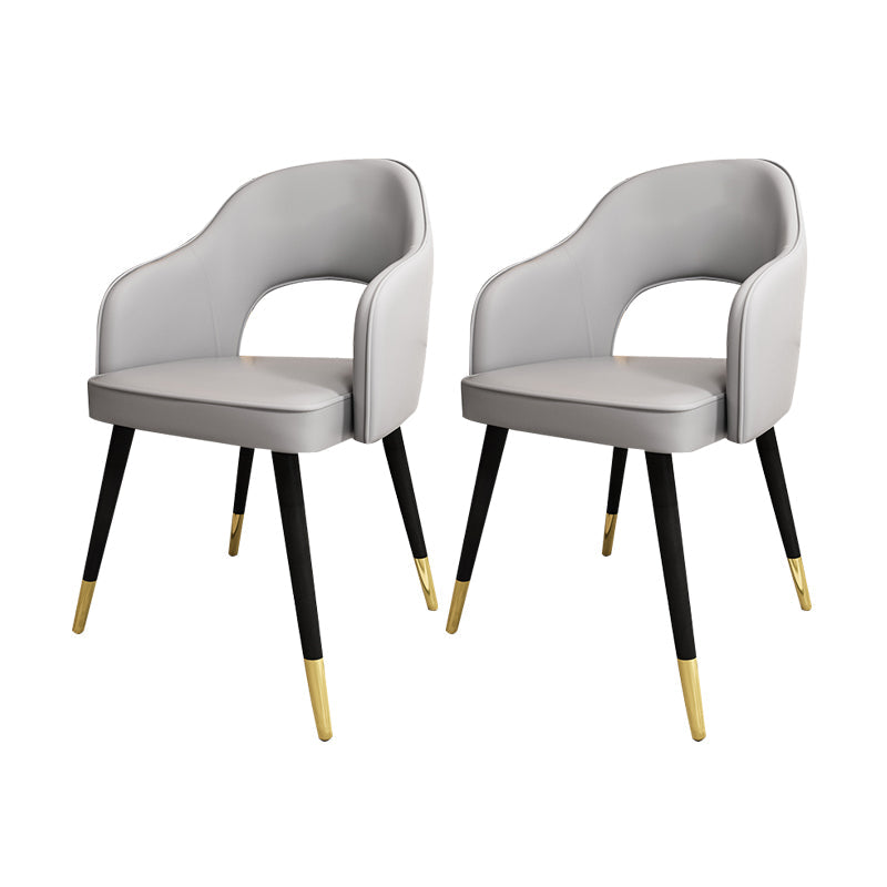 Nordic Style Dining Chairs Dining Arm Side Chairs with Metal Legs for Kitchen Light Gray 2 Piece Set Clearhalo ' kitchen&dining_furn' 'Dining Chairs' 'Dining Tables & Seating' 'dining_chair' 'furn' 'furn_dining_chair' 'Furniture' 'furniture_dining_chair' 'Kitchen & Dining Furniture' 'kitchen' 4055176