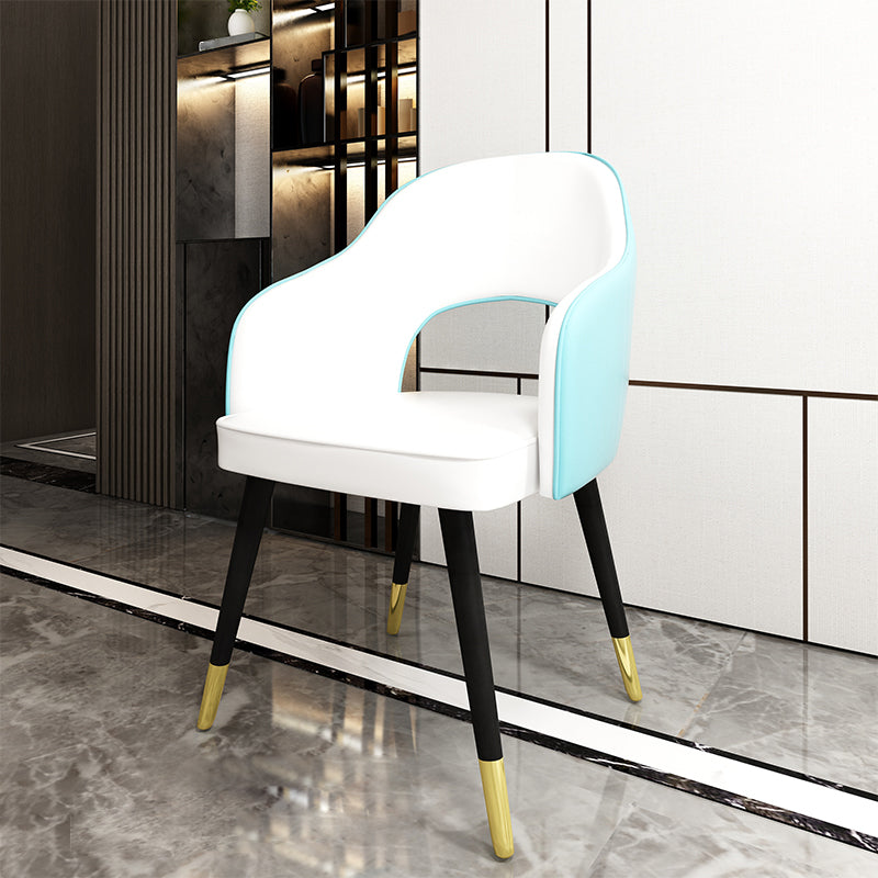 Nordic Style Dining Chairs Dining Arm Side Chairs with Metal Legs for Kitchen Beige-Blue 1 Piece Clearhalo ' kitchen&dining_furn' 'Dining Chairs' 'Dining Tables & Seating' 'dining_chair' 'furn' 'furn_dining_chair' 'Furniture' 'furniture_dining_chair' 'Kitchen & Dining Furniture' 'kitchen' 4055179