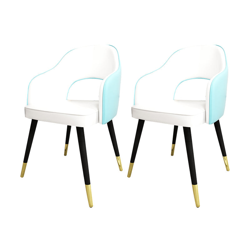 Nordic Style Dining Chairs Dining Arm Side Chairs with Metal Legs for Kitchen Beige-Blue 2 Piece Set Clearhalo ' kitchen&dining_furn' 'Dining Chairs' 'Dining Tables & Seating' 'dining_chair' 'furn' 'furn_dining_chair' 'Furniture' 'furniture_dining_chair' 'Kitchen & Dining Furniture' 'kitchen' 4055180