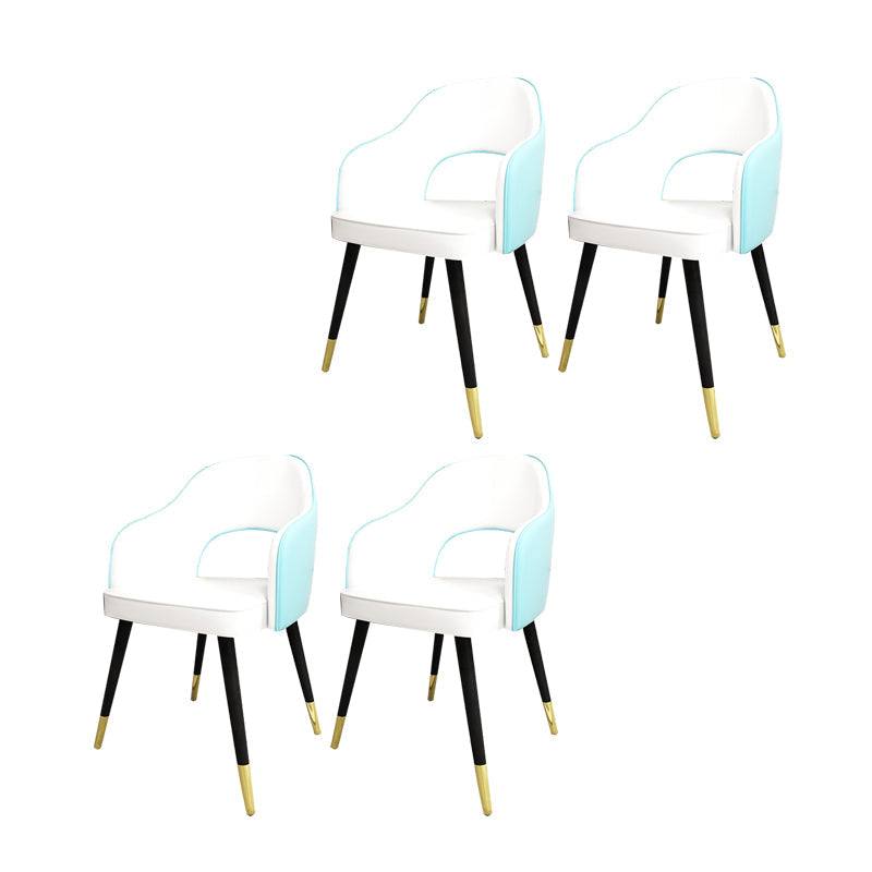 Nordic Style Dining Chairs Dining Arm Side Chairs with Metal Legs for Kitchen Beige-Blue 4 Piece Set Clearhalo ' kitchen&dining_furn' 'Dining Chairs' 'Dining Tables & Seating' 'dining_chair' 'furn' 'furn_dining_chair' 'Furniture' 'furniture_dining_chair' 'Kitchen & Dining Furniture' 'kitchen' 4055181