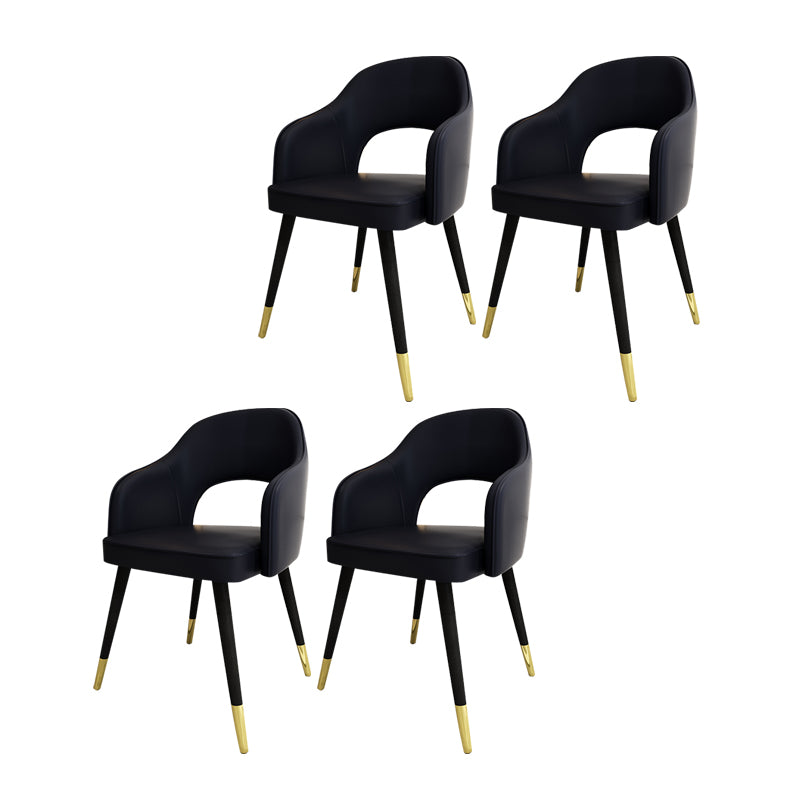 Nordic Style Dining Chairs Dining Arm Side Chairs with Metal Legs for Kitchen Black 4 Piece Set Clearhalo ' kitchen&dining_furn' 'Dining Chairs' 'Dining Tables & Seating' 'dining_chair' 'furn' 'furn_dining_chair' 'Furniture' 'furniture_dining_chair' 'Kitchen & Dining Furniture' 'kitchen' 4055190
