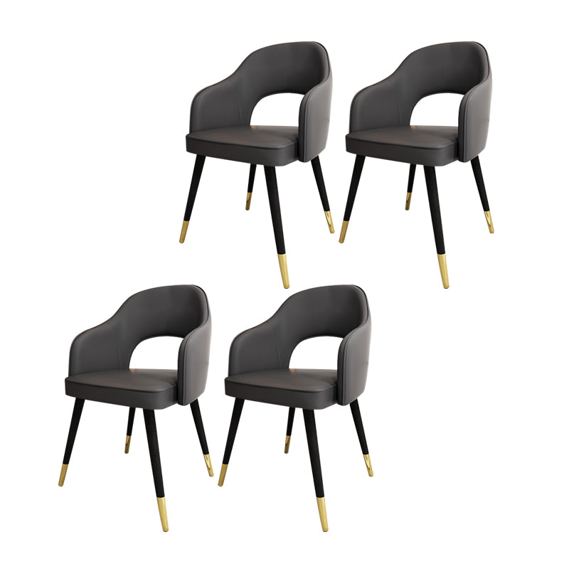 Nordic Style Dining Chairs Dining Arm Side Chairs with Metal Legs for Kitchen Dark Gray 4 Piece Set Clearhalo ' kitchen&dining_furn' 'Dining Chairs' 'Dining Tables & Seating' 'dining_chair' 'furn' 'furn_dining_chair' 'Furniture' 'furniture_dining_chair' 'Kitchen & Dining Furniture' 'kitchen' 4055193