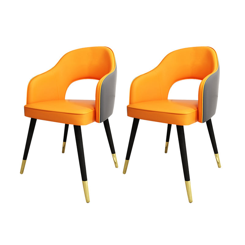 Nordic Style Dining Chairs Dining Arm Side Chairs with Metal Legs for Kitchen Orange 2 Piece Set Clearhalo ' kitchen&dining_furn' 'Dining Chairs' 'Dining Tables & Seating' 'dining_chair' 'furn' 'furn_dining_chair' 'Furniture' 'furniture_dining_chair' 'Kitchen & Dining Furniture' 'kitchen' 4055195