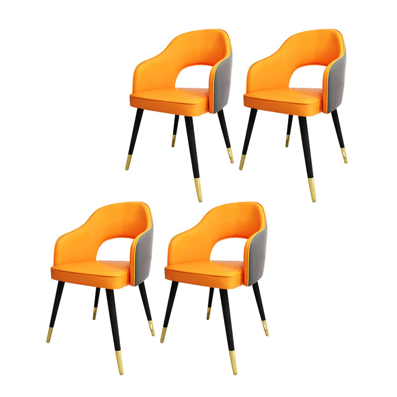 Nordic Style Dining Chairs Dining Arm Side Chairs with Metal Legs for Kitchen Orange 4 Piece Set Clearhalo ' kitchen&dining_furn' 'Dining Chairs' 'Dining Tables & Seating' 'dining_chair' 'furn' 'furn_dining_chair' 'Furniture' 'furniture_dining_chair' 'Kitchen & Dining Furniture' 'kitchen' 4055196