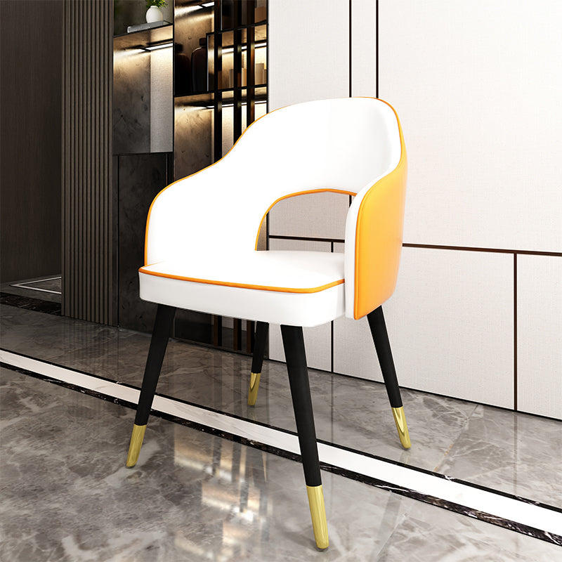 Nordic Style Dining Chairs Dining Arm Side Chairs with Metal Legs for Kitchen Yellow 1 Piece Clearhalo ' kitchen&dining_furn' 'Dining Chairs' 'Dining Tables & Seating' 'dining_chair' 'furn' 'furn_dining_chair' 'Furniture' 'furniture_dining_chair' 'Kitchen & Dining Furniture' 'kitchen' 4055197