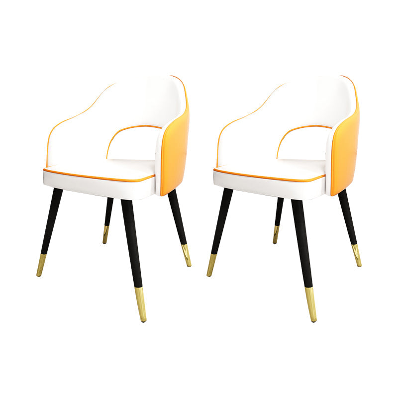 Nordic Style Dining Chairs Dining Arm Side Chairs with Metal Legs for Kitchen Yellow 2 Piece Set Clearhalo ' kitchen&dining_furn' 'Dining Chairs' 'Dining Tables & Seating' 'dining_chair' 'furn' 'furn_dining_chair' 'Furniture' 'furniture_dining_chair' 'Kitchen & Dining Furniture' 'kitchen' 4055198