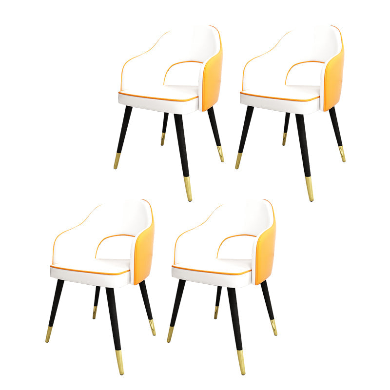 Nordic Style Dining Chairs Dining Arm Side Chairs with Metal Legs for Kitchen Yellow 4 Piece Set Clearhalo ' kitchen&dining_furn' 'Dining Chairs' 'Dining Tables & Seating' 'dining_chair' 'furn' 'furn_dining_chair' 'Furniture' 'furniture_dining_chair' 'Kitchen & Dining Furniture' 'kitchen' 4055199