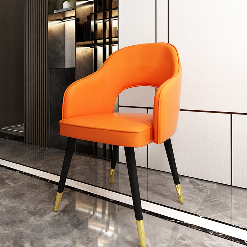 Nordic Style Dining Chairs Dining Arm Side Chairs with Metal Legs for Kitchen Orange 1 Piece Clearhalo ' kitchen&dining_furn' 'Dining Chairs' 'Dining Tables & Seating' 'dining_chair' 'furn' 'furn_dining_chair' 'Furniture' 'furniture_dining_chair' 'Kitchen & Dining Furniture' 'kitchen' 4055200