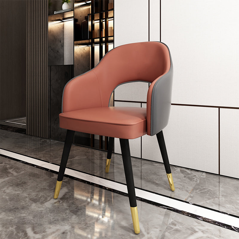 Nordic Style Dining Chairs Dining Arm Side Chairs with Metal Legs for Kitchen Khaki 1 Piece Clearhalo ' kitchen&dining_furn' 'Dining Chairs' 'Dining Tables & Seating' 'dining_chair' 'furn' 'furn_dining_chair' 'Furniture' 'furniture_dining_chair' 'Kitchen & Dining Furniture' 'kitchen' 4055203