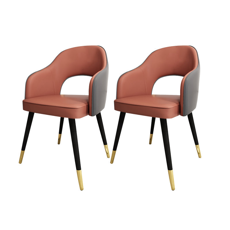 Nordic Style Dining Chairs Dining Arm Side Chairs with Metal Legs for Kitchen Khaki 2 Piece Set Clearhalo ' kitchen&dining_furn' 'Dining Chairs' 'Dining Tables & Seating' 'dining_chair' 'furn' 'furn_dining_chair' 'Furniture' 'furniture_dining_chair' 'Kitchen & Dining Furniture' 'kitchen' 4055204