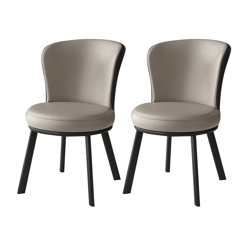 Contemporary Style Dining Room Chairs Kitchen Matte Finish Dining Arm Chairs with Metal Legs Off-White 2 Piece Set Clearhalo ' kitchen&dining_furn' 'Dining Chairs' 'Dining Tables & Seating' 'dining_chair' 'furn' 'furn_dining_chair' 'Furniture' 'furniture_dining_chair' 'Kitchen & Dining Furniture' 'kitchen' 4055215