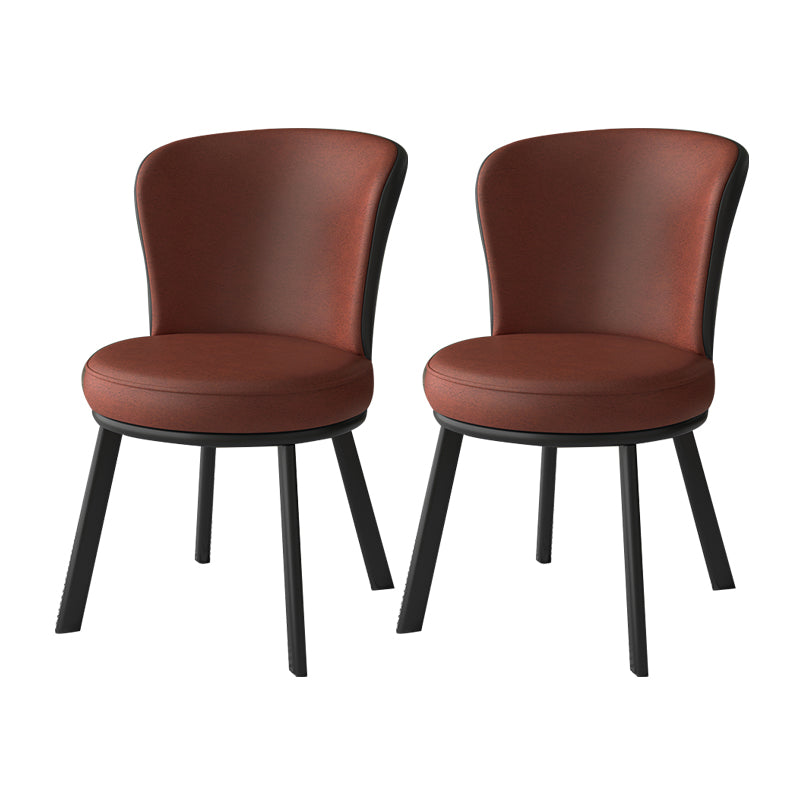 Contemporary Style Dining Room Chairs Kitchen Matte Finish Dining Arm Chairs with Metal Legs Cameo Brown 2 Piece Set Clearhalo ' kitchen&dining_furn' 'Dining Chairs' 'Dining Tables & Seating' 'dining_chair' 'furn' 'furn_dining_chair' 'Furniture' 'furniture_dining_chair' 'Kitchen & Dining Furniture' 'kitchen' 4055221