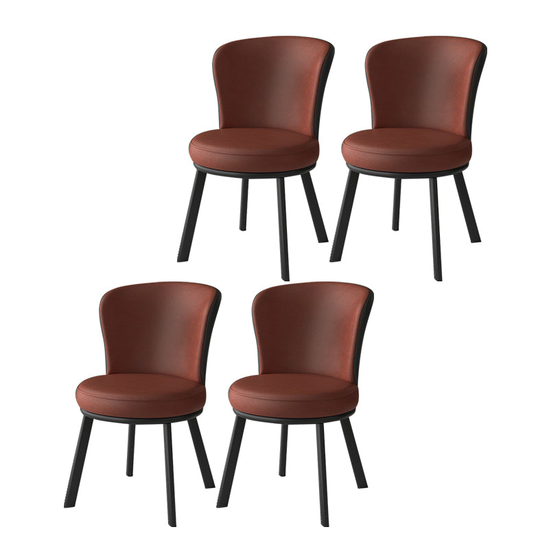 Contemporary Style Dining Room Chairs Kitchen Matte Finish Dining Arm Chairs with Metal Legs Cameo Brown 4 Piece Set Clearhalo ' kitchen&dining_furn' 'Dining Chairs' 'Dining Tables & Seating' 'dining_chair' 'furn' 'furn_dining_chair' 'Furniture' 'furniture_dining_chair' 'Kitchen & Dining Furniture' 'kitchen' 4055223