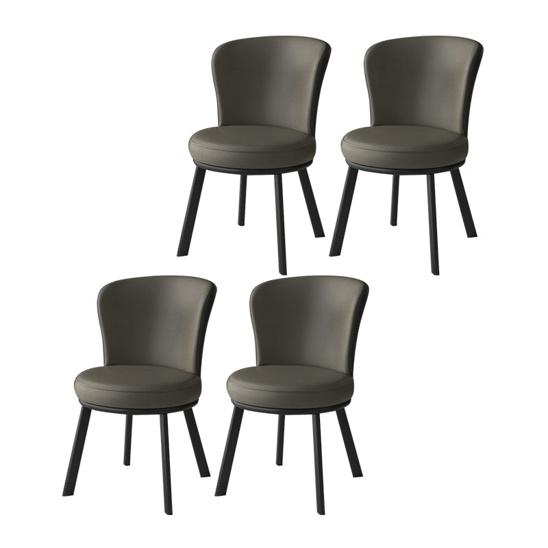 Contemporary Style Dining Room Chairs Kitchen Matte Finish Dining Arm Chairs with Metal Legs Silver Gray 4 Piece Set Clearhalo ' kitchen&dining_furn' 'Dining Chairs' 'Dining Tables & Seating' 'dining_chair' 'furn' 'furn_dining_chair' 'Furniture' 'furniture_dining_chair' 'Kitchen & Dining Furniture' 'kitchen' 4055228