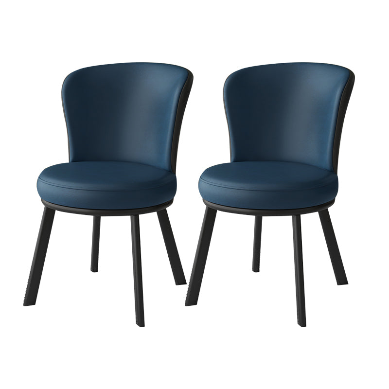 Contemporary Style Dining Room Chairs Kitchen Matte Finish Dining Arm Chairs with Metal Legs Dark Blue 2 Piece Set Clearhalo ' kitchen&dining_furn' 'Dining Chairs' 'Dining Tables & Seating' 'dining_chair' 'furn' 'furn_dining_chair' 'Furniture' 'furniture_dining_chair' 'Kitchen & Dining Furniture' 'kitchen' 4055230