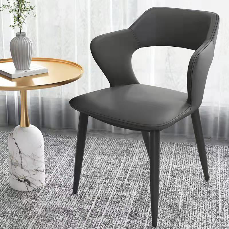 Modern Style Metal Dining Chairs Dining Open Back Arm Side Chair for Kitchen Dark Gray 1 Piece Clearhalo ' kitchen&dining_furn' 'Dining Chairs' 'Dining Tables & Seating' 'dining_chair' 'furn' 'furn_dining_chair' 'Furniture' 'furniture_dining_chair' 'Kitchen & Dining Furniture' 'kitchen' 4055234