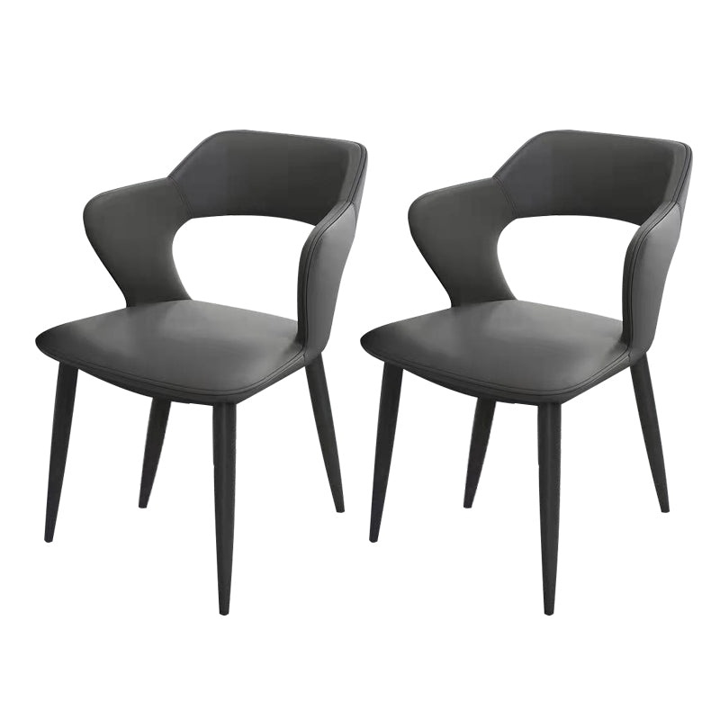 Modern Style Metal Dining Chairs Dining Open Back Arm Side Chair for Kitchen Dark Gray 2 Piece Set Clearhalo ' kitchen&dining_furn' 'Dining Chairs' 'Dining Tables & Seating' 'dining_chair' 'furn' 'furn_dining_chair' 'Furniture' 'furniture_dining_chair' 'Kitchen & Dining Furniture' 'kitchen' 4055235