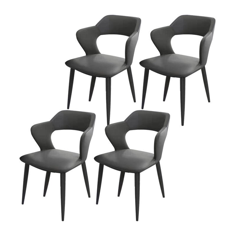 Modern Style Metal Dining Chairs Dining Open Back Arm Side Chair for Kitchen Dark Gray 4 Piece Set Clearhalo ' kitchen&dining_furn' 'Dining Chairs' 'Dining Tables & Seating' 'dining_chair' 'furn' 'furn_dining_chair' 'Furniture' 'furniture_dining_chair' 'Kitchen & Dining Furniture' 'kitchen' 4055237