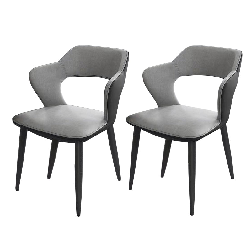 Modern Style Metal Dining Chairs Dining Open Back Arm Side Chair for Kitchen Light Gray 2 Piece Set Clearhalo ' kitchen&dining_furn' 'Dining Chairs' 'Dining Tables & Seating' 'dining_chair' 'furn' 'furn_dining_chair' 'Furniture' 'furniture_dining_chair' 'Kitchen & Dining Furniture' 'kitchen' 4055241