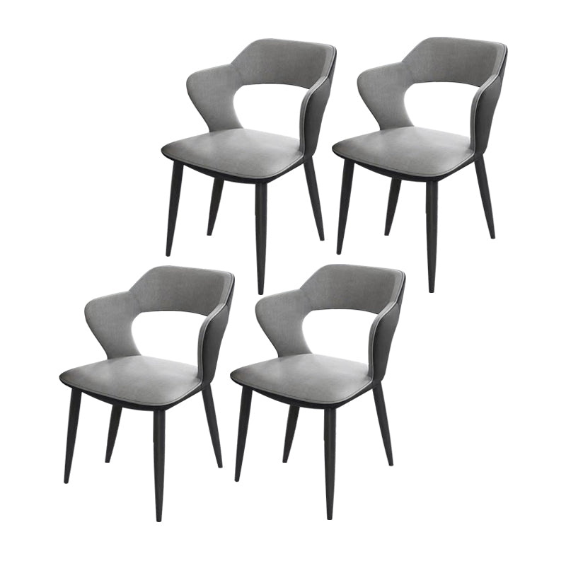 Modern Style Metal Dining Chairs Dining Open Back Arm Side Chair for Kitchen Light Gray 4 Piece Set Clearhalo ' kitchen&dining_furn' 'Dining Chairs' 'Dining Tables & Seating' 'dining_chair' 'furn' 'furn_dining_chair' 'Furniture' 'furniture_dining_chair' 'Kitchen & Dining Furniture' 'kitchen' 4055244