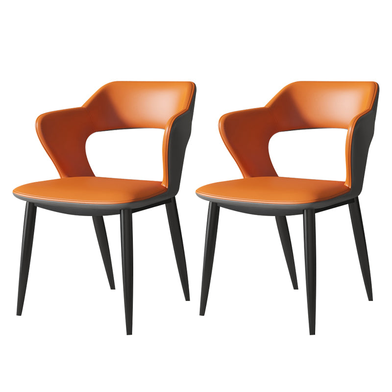 Modern Style Metal Dining Chairs Dining Open Back Arm Side Chair for Kitchen Orange 2 Piece Set Clearhalo ' kitchen&dining_furn' 'Dining Chairs' 'Dining Tables & Seating' 'dining_chair' 'furn' 'furn_dining_chair' 'Furniture' 'furniture_dining_chair' 'Kitchen & Dining Furniture' 'kitchen' 4055247