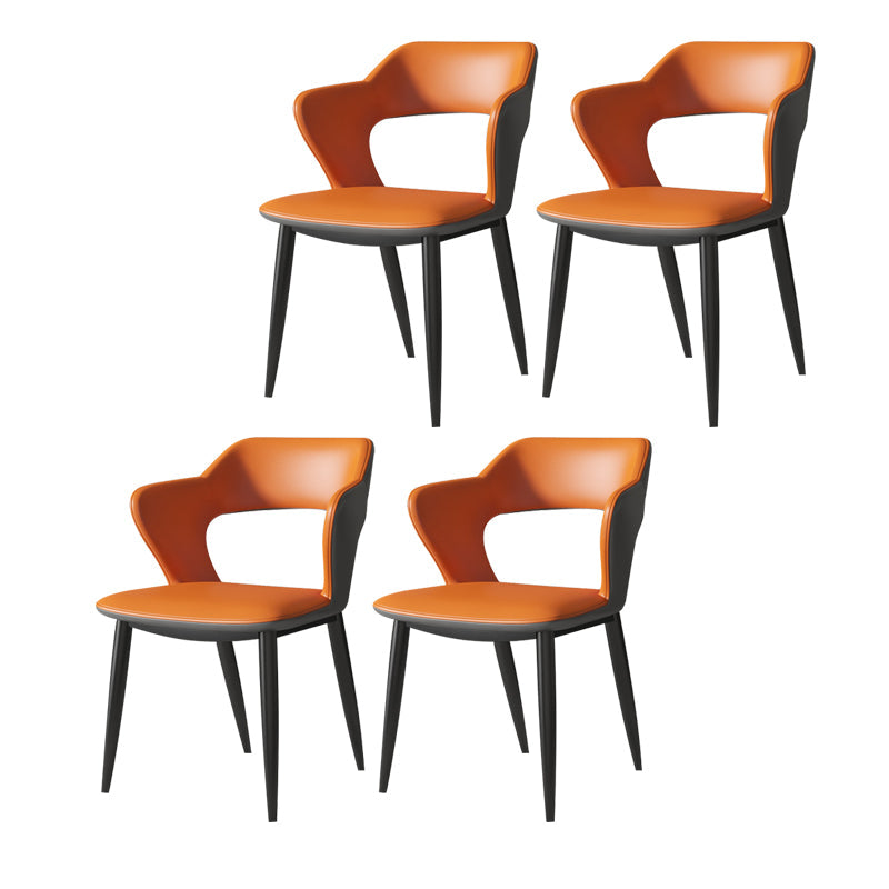 Modern Style Metal Dining Chairs Dining Open Back Arm Side Chair for Kitchen Orange 4 Piece Set Clearhalo ' kitchen&dining_furn' 'Dining Chairs' 'Dining Tables & Seating' 'dining_chair' 'furn' 'furn_dining_chair' 'Furniture' 'furniture_dining_chair' 'Kitchen & Dining Furniture' 'kitchen' 4055249