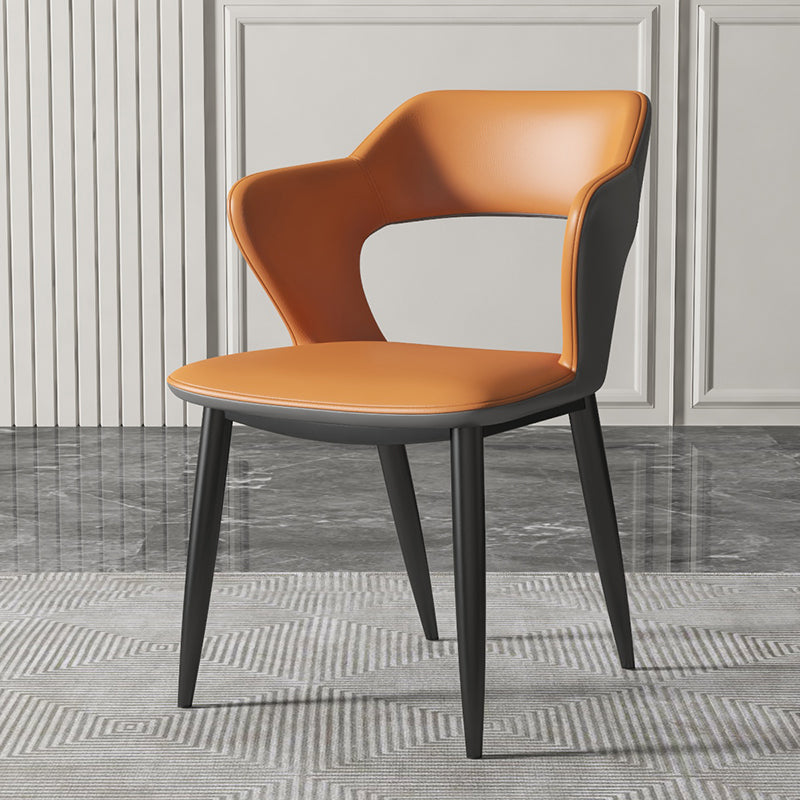 Modern Style Metal Dining Chairs Dining Open Back Arm Side Chair for Kitchen Brown 1 Piece Clearhalo ' kitchen&dining_furn' 'Dining Chairs' 'Dining Tables & Seating' 'dining_chair' 'furn' 'furn_dining_chair' 'Furniture' 'furniture_dining_chair' 'Kitchen & Dining Furniture' 'kitchen' 4055251