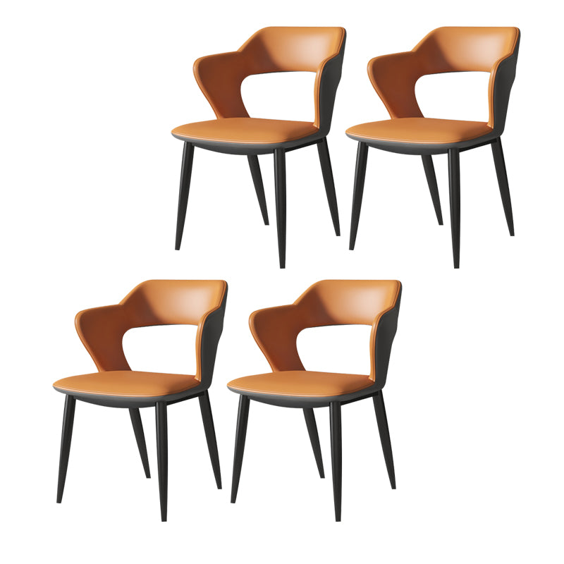 Modern Style Metal Dining Chairs Dining Open Back Arm Side Chair for Kitchen Brown 4 Piece Set Clearhalo ' kitchen&dining_furn' 'Dining Chairs' 'Dining Tables & Seating' 'dining_chair' 'furn' 'furn_dining_chair' 'Furniture' 'furniture_dining_chair' 'Kitchen & Dining Furniture' 'kitchen' 4055255