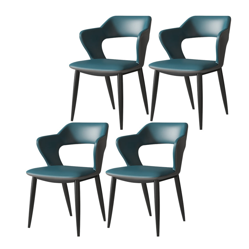 Modern Style Metal Dining Chairs Dining Open Back Arm Side Chair for Kitchen Blue 4 Piece Set Clearhalo ' kitchen&dining_furn' 'Dining Chairs' 'Dining Tables & Seating' 'dining_chair' 'furn' 'furn_dining_chair' 'Furniture' 'furniture_dining_chair' 'Kitchen & Dining Furniture' 'kitchen' 4055258