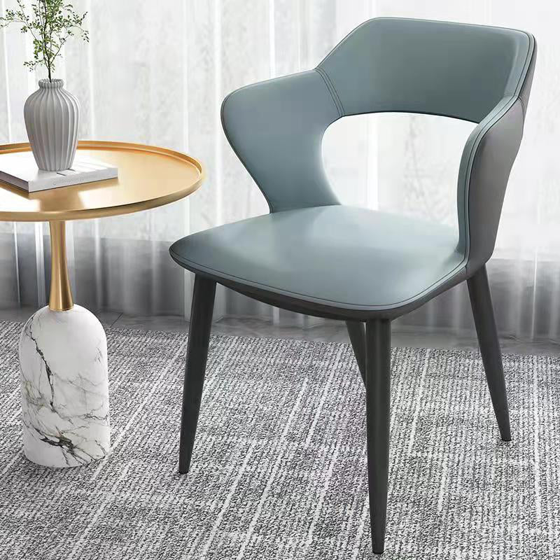 Modern Style Metal Dining Chairs Dining Open Back Arm Side Chair for Kitchen Light Blue 1 Piece Clearhalo ' kitchen&dining_furn' 'Dining Chairs' 'Dining Tables & Seating' 'dining_chair' 'furn' 'furn_dining_chair' 'Furniture' 'furniture_dining_chair' 'Kitchen & Dining Furniture' 'kitchen' 4055259