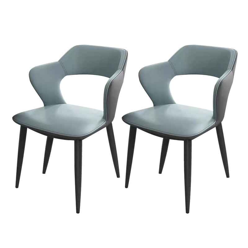 Modern Style Metal Dining Chairs Dining Open Back Arm Side Chair for Kitchen Light Blue 2 Piece Set Clearhalo ' kitchen&dining_furn' 'Dining Chairs' 'Dining Tables & Seating' 'dining_chair' 'furn' 'furn_dining_chair' 'Furniture' 'furniture_dining_chair' 'Kitchen & Dining Furniture' 'kitchen' 4055260