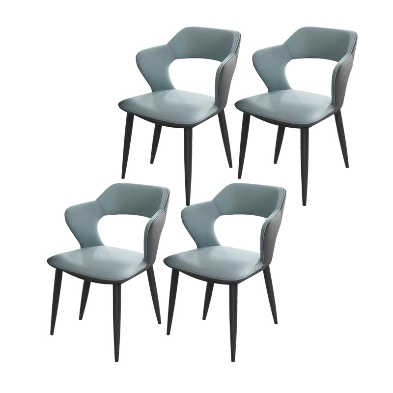 Modern Style Metal Dining Chairs Dining Open Back Arm Side Chair for Kitchen Light Blue 4 Piece Set Clearhalo ' kitchen&dining_furn' 'Dining Chairs' 'Dining Tables & Seating' 'dining_chair' 'furn' 'furn_dining_chair' 'Furniture' 'furniture_dining_chair' 'Kitchen & Dining Furniture' 'kitchen' 4055261