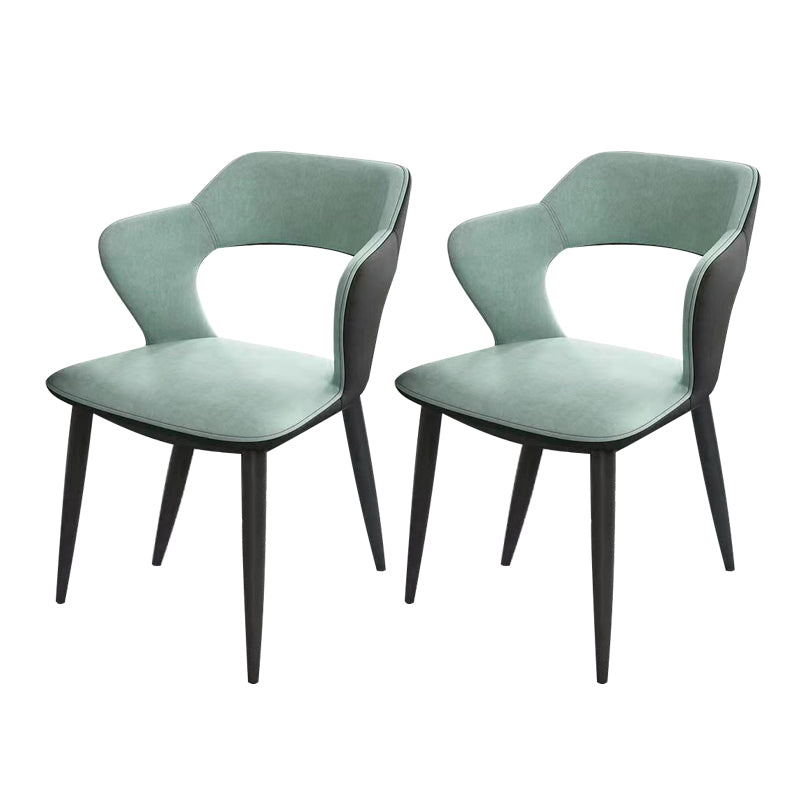Modern Style Metal Dining Chairs Dining Open Back Arm Side Chair for Kitchen Green 2 Piece Set Clearhalo ' kitchen&dining_furn' 'Dining Chairs' 'Dining Tables & Seating' 'dining_chair' 'furn' 'furn_dining_chair' 'Furniture' 'furniture_dining_chair' 'Kitchen & Dining Furniture' 'kitchen' 4055266