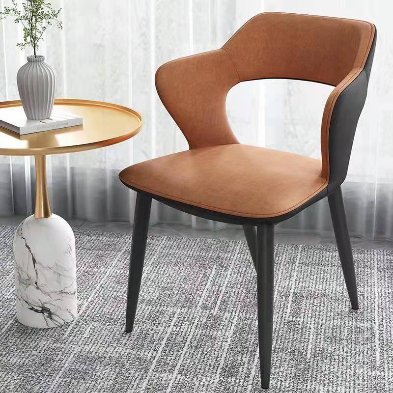 Modern Style Metal Dining Chairs Dining Open Back Arm Side Chair for Kitchen Light Brown 1 Piece Clearhalo ' kitchen&dining_furn' 'Dining Chairs' 'Dining Tables & Seating' 'dining_chair' 'furn' 'furn_dining_chair' 'Furniture' 'furniture_dining_chair' 'Kitchen & Dining Furniture' 'kitchen' 4055268