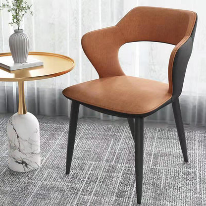 Modern Style Metal Dining Chairs Dining Open Back Arm Side Chair for Kitchen Light Brown 1 Piece Clearhalo ' kitchen&dining_furn' 'Dining Chairs' 'Dining Tables & Seating' 'dining_chair' 'furn' 'furn_dining_chair' 'Furniture' 'furniture_dining_chair' 'Kitchen & Dining Furniture' 'kitchen' 4055268