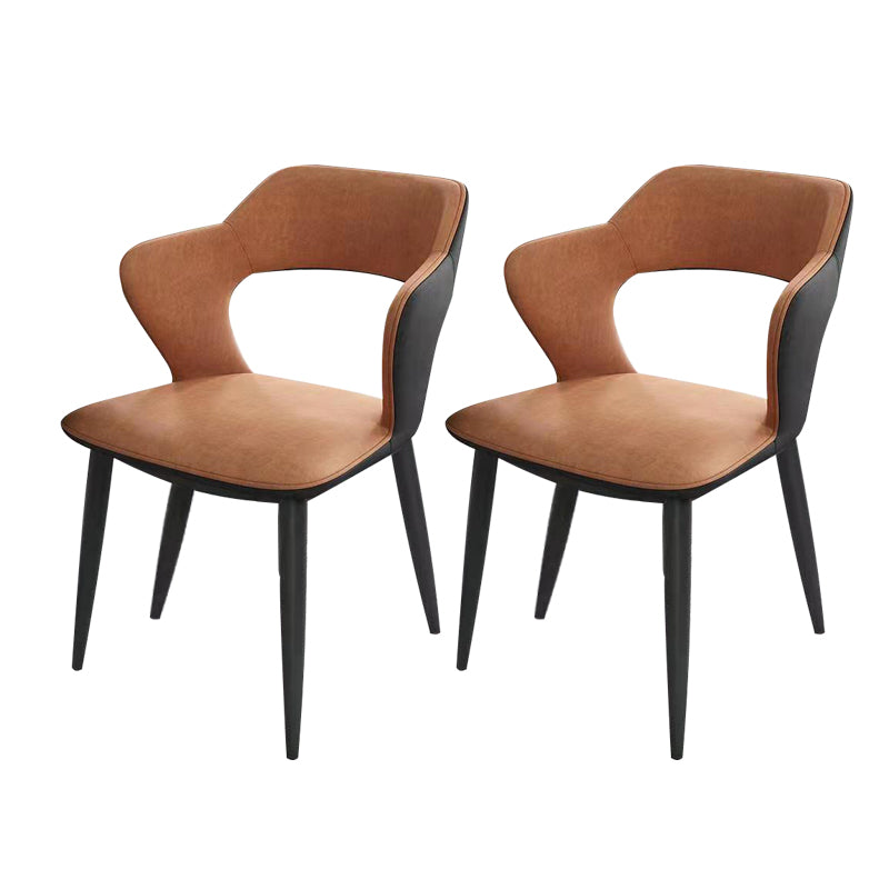 Modern Style Metal Dining Chairs Dining Open Back Arm Side Chair for Kitchen Light Brown 2 Piece Set Clearhalo ' kitchen&dining_furn' 'Dining Chairs' 'Dining Tables & Seating' 'dining_chair' 'furn' 'furn_dining_chair' 'Furniture' 'furniture_dining_chair' 'Kitchen & Dining Furniture' 'kitchen' 4055269