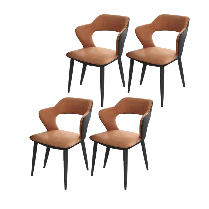 Modern Style Metal Dining Chairs Dining Open Back Arm Side Chair for Kitchen Light Brown 4 Piece Set Clearhalo ' kitchen&dining_furn' 'Dining Chairs' 'Dining Tables & Seating' 'dining_chair' 'furn' 'furn_dining_chair' 'Furniture' 'furniture_dining_chair' 'Kitchen & Dining Furniture' 'kitchen' 4055270