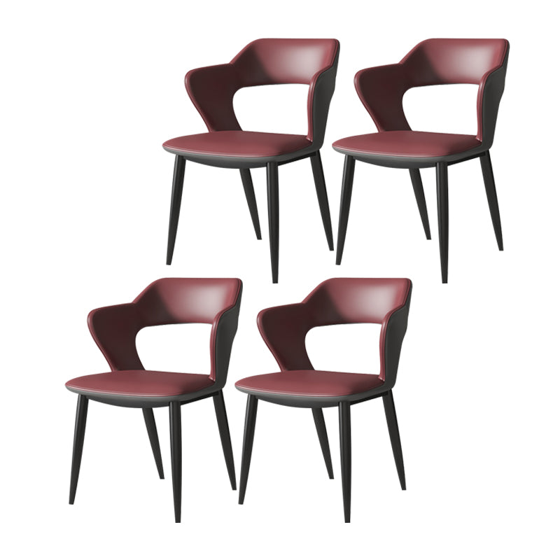 Modern Style Metal Dining Chairs Dining Open Back Arm Side Chair for Kitchen Burgundy 4 Piece Set Clearhalo ' kitchen&dining_furn' 'Dining Chairs' 'Dining Tables & Seating' 'dining_chair' 'furn' 'furn_dining_chair' 'Furniture' 'furniture_dining_chair' 'Kitchen & Dining Furniture' 'kitchen' 4055273
